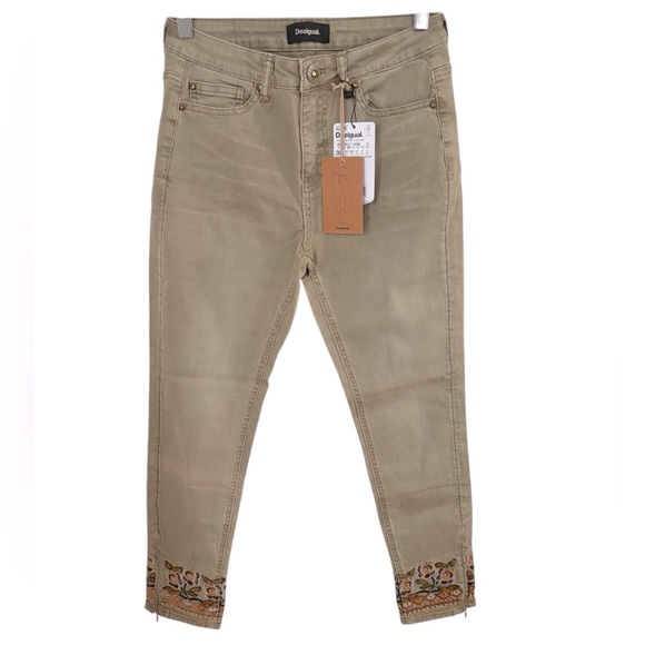 Desigual Exotic Miami Skinny Pant in Tan US Size 4 Euro Size 38 - Picture 3 of 16